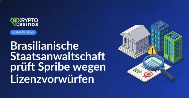Gerichtshaus und Bürogebäude mit Warnschild, Lupen über gestempelter Urkunde vor hellem Hintergrund.