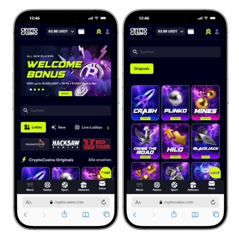 Mobile Ansicht von CryptoCasino.com