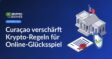 Regierungsgebäude mit Flagge, offizielles Dokument mit Siegel und Schild mit grünem Haken vor weißem Hintergrund