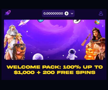 screenshot showing the welcome bonus at an Ethereum casino