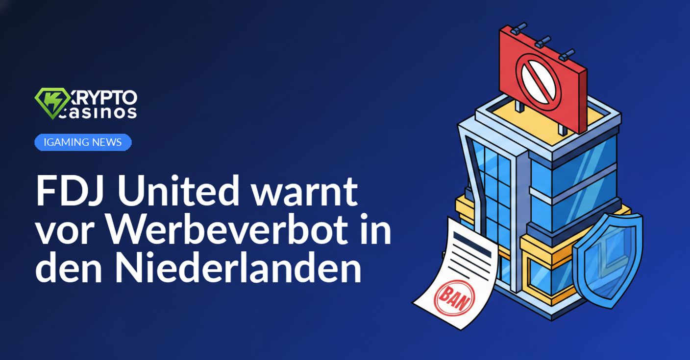 Modernes Bürogebäude mit rotem Verbotsschild, Dokument mit Stempel „Verbot“ und geschütztem Ladenlokal davor.