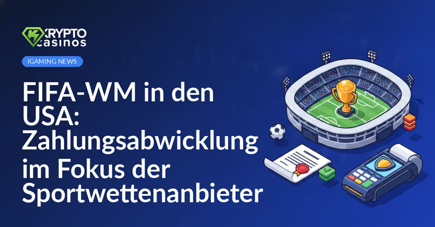 Fußballstadion mit WM-Pokal, offizielles Dokument mit Häkchen-Siegel und Zahlungsterminal mit Schildsymbol.