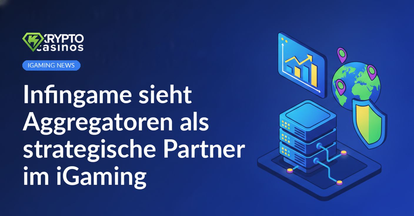 Serverzentrum mit vernetzten Knoten, Bildschirm mit Wachstumskurve, Globus mit Stecknadeln und Schutzschild.