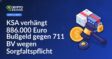 Ein Symbolbild mit Geldscheinen, einem Stempel "Bußgeld" und einem Dokument, das Sorgfaltspflicht thematisiert.