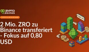Zwei Millionen ZRO-Token auf grünem Hintergrund mit Binance-Logo und Preisanzeige bei 0,80 US-Dollar.