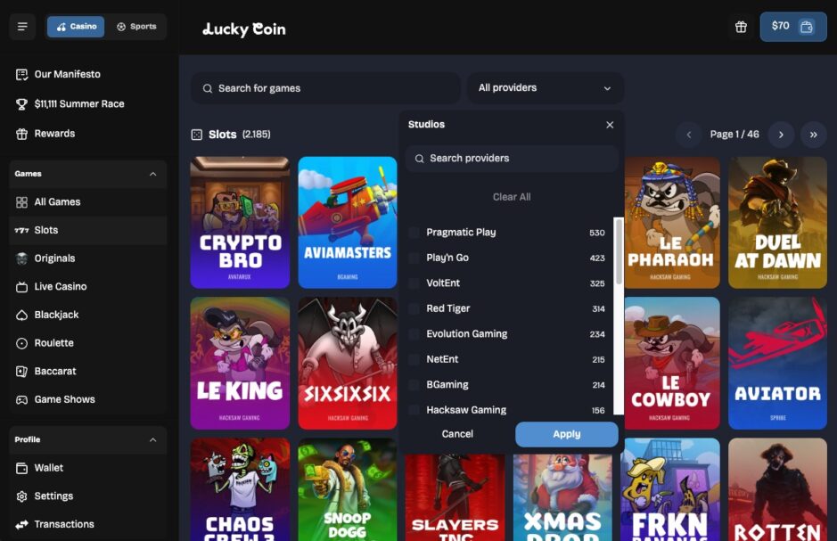 Screenshot Lucky Coin Casino
