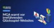 Mehrere Computerbildschirme mit Warnsymbolen, vergrößertes Lizenzzertifikat und Server mit gebrochenem Schutzschild.