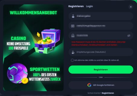 Schritt für Schritt Erklärung für die Registrierung in einem Monero Casino - Step 2