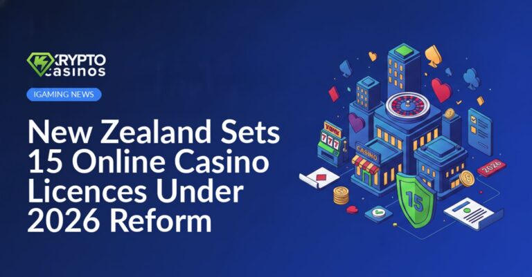 Map of New Zealand overlaid with digital casino icons and a 2026 calendar in the background