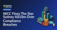 NICC logo next to The Star Sydney hotel building with A$10 million fine text on a blue background.