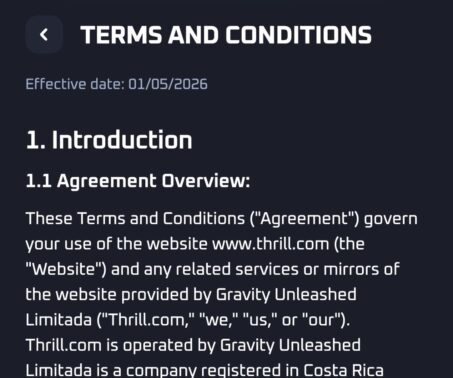 thrill casino terms and conditions