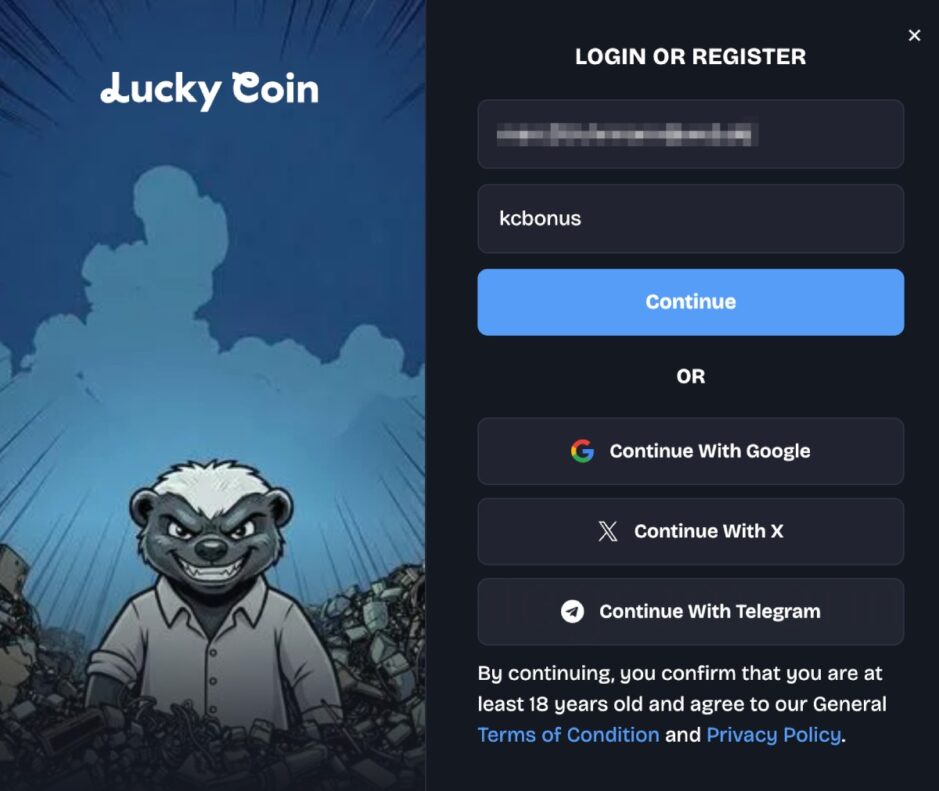 Registro en Lucky Coin Casino