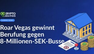 Gerichtsgebäude, Dokument mit rotem durchgestrichenem Stempel, goldene Münzen neben Schild mit grünem Häkchen