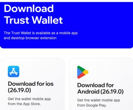How-to-screenshot showing the Trust Wallet home page
