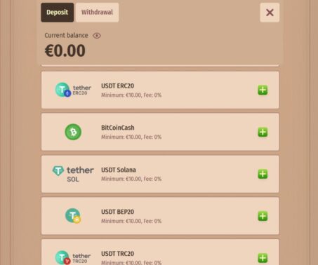 how-to-screenshot showing the Tether deposit options available in the Stonevegas Cashier