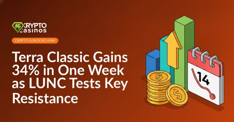 Rising bar chart with bold upward arrow, stack of gold coins, and calendar page marking a low dip in price.