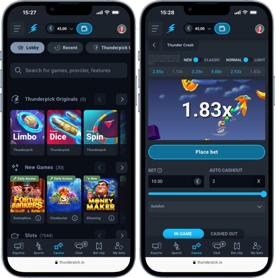 Mobiler Screenshot vom Thunderpick Casino