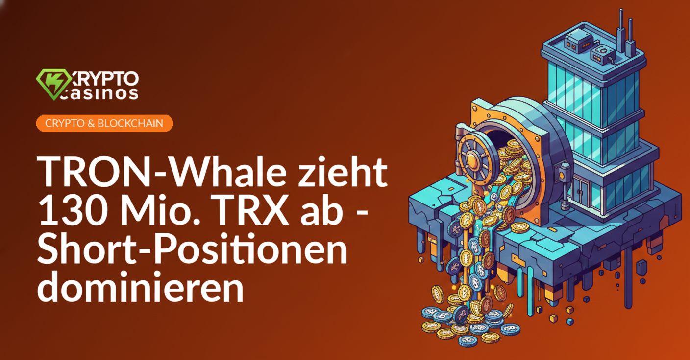 Großer offener Tresor mit herausfließenden Münzen vor modernem Börsengebäude auf zerbrochenem Plattformblock