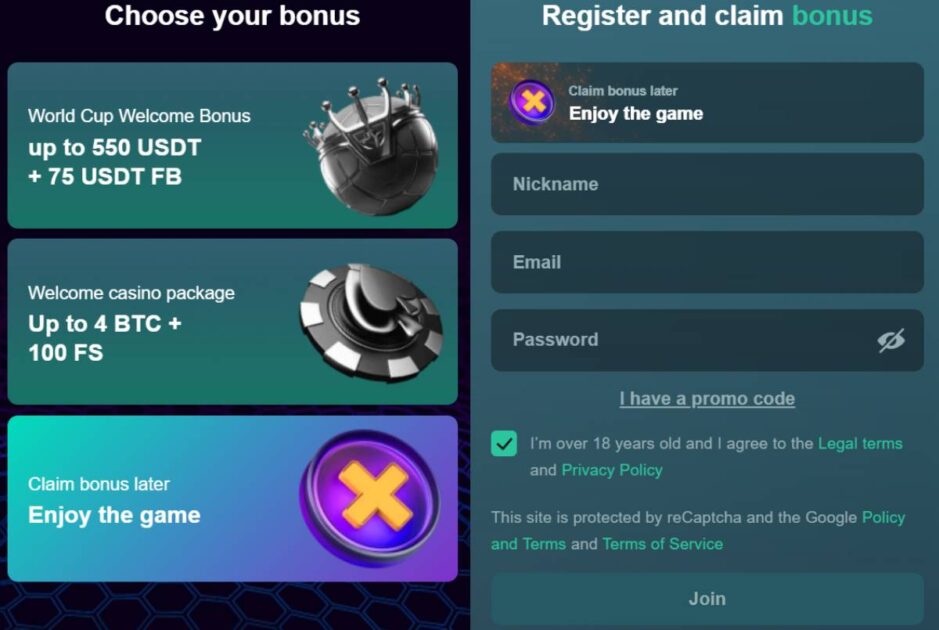vave casino registration window showing bonuses and sign-up fields such as email, nickname and password