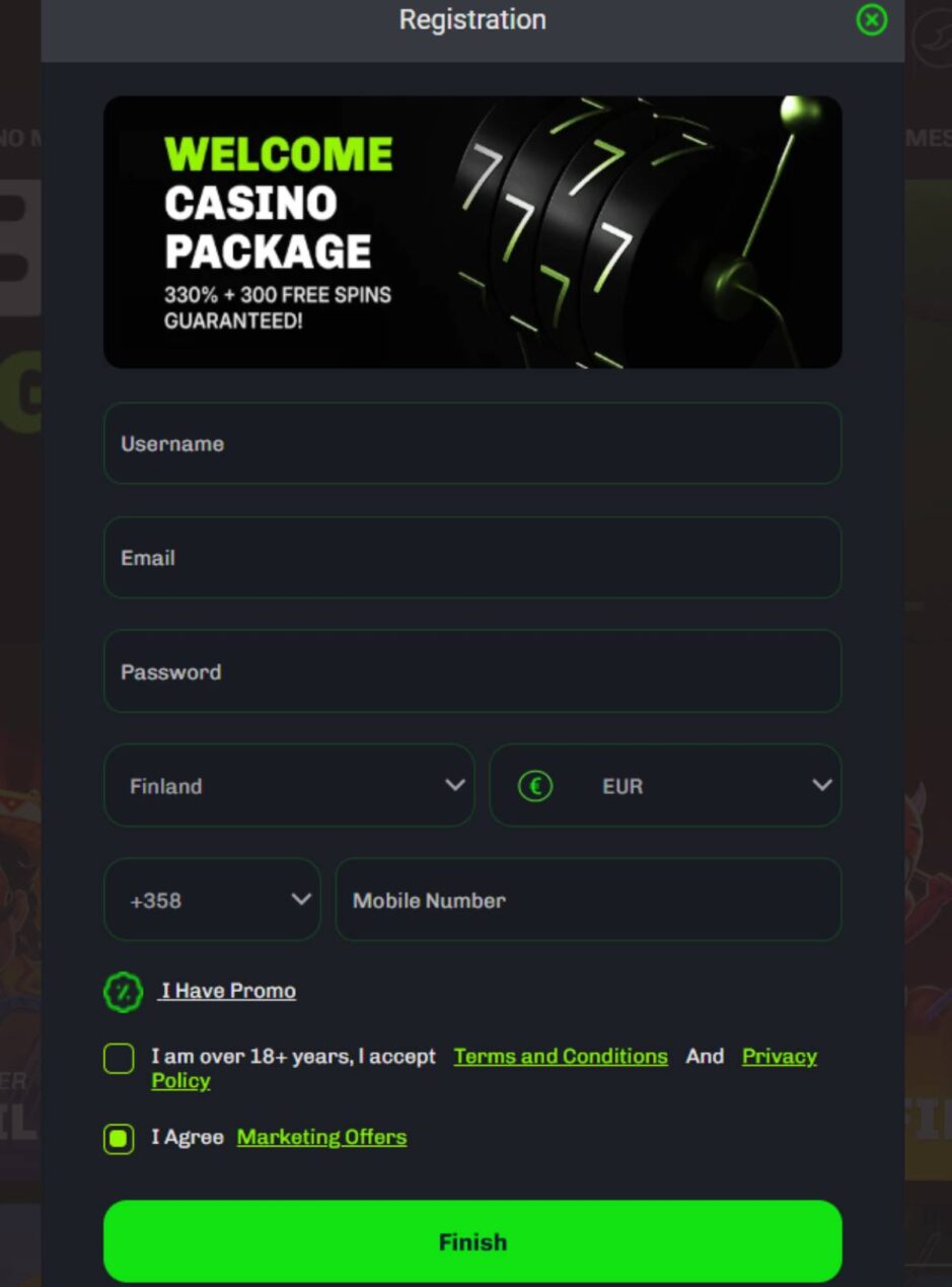 screenshot showing the registration form at Velobet casino