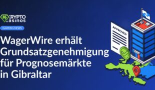Genehmigtes Dokument mit grünem Häkchenstempel, isometrische Europakarte mit Standortpin auf Gibraltar, Bürogebäude mit Flagge.