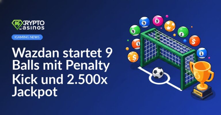 Buntes Spielautomaten-Display mit neun Bällen, einem Fußball und Jackpot-Anzeige mit 2.500x Multiplikator.