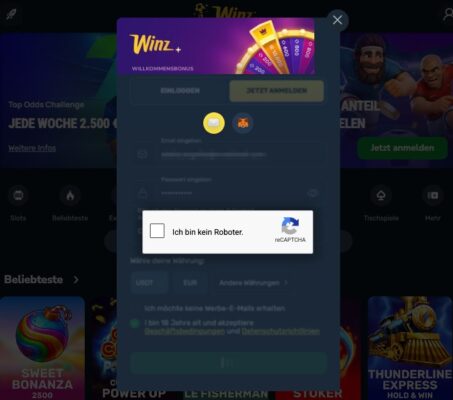 Vierter Schritt der Registrierung bei Winz.io