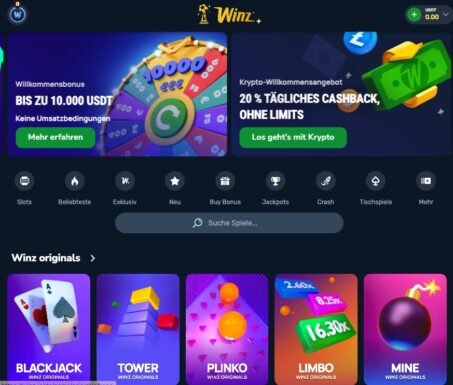 Letzter Schritt der Registrierung im Winz Casino