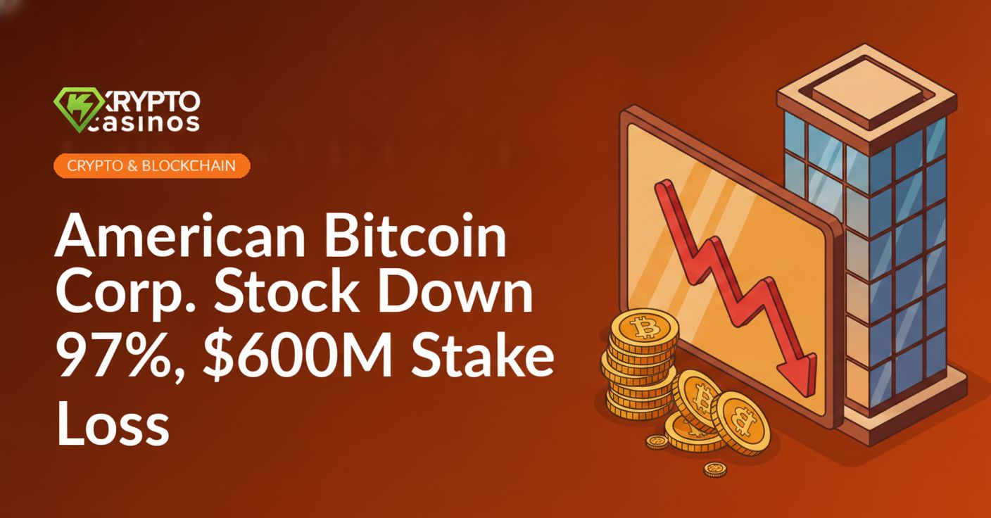 Steep red downward arrow over stock chart, toppled gold coin stack, modern glass office building in background.