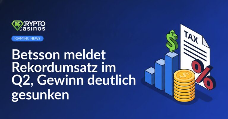 Aufsteigendes Balkendiagramm mit Dollarzeichen, Stapel goldener Münzen und Steuerdokument mit großem Prozentzeichen.
