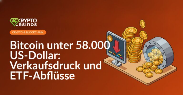 Preisanzeige mit rotem Pfeil nach unten, umkippender Goldmünzenstapel und offener Tresor mit herausfallenden Münzen.