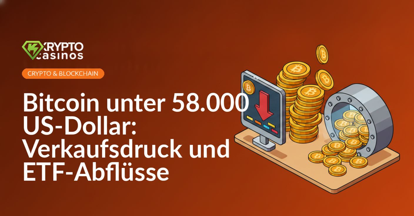 Preisanzeige mit rotem Pfeil nach unten, umkippender Goldmünzenstapel und offener Tresor mit herausfallenden Münzen.