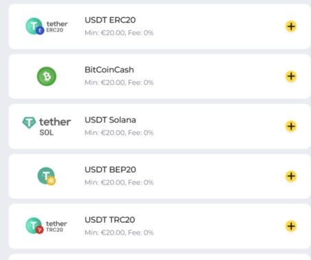 how-to screenshot showing Tether networks at Boomerang casino