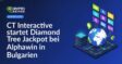 Isometrisches Serverzentrum mit vernetzten Knoten, Raster aus Gaming-Bildschirmen und hervorgehobener Bulgarien-Karte auf Globus