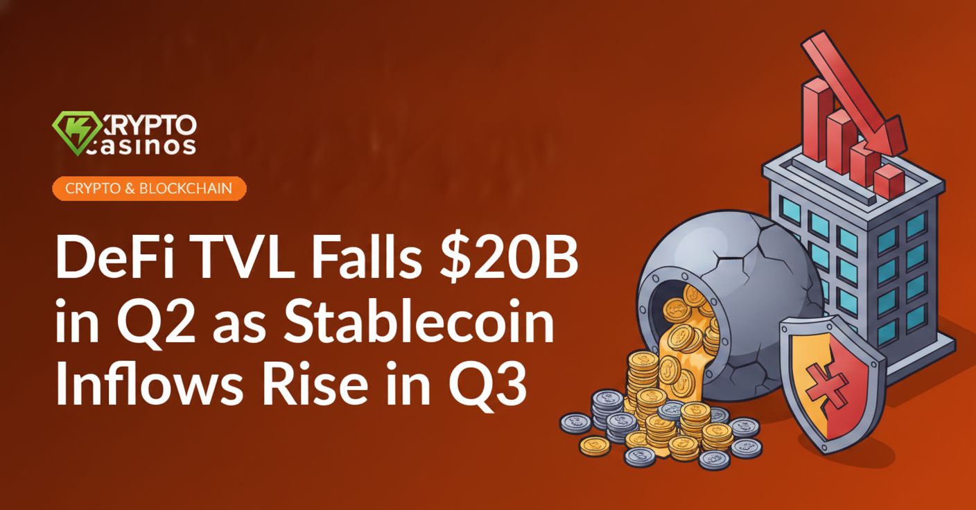 Cracked vault spilling coins, broken warning shield, office building with a red downward chart in the background