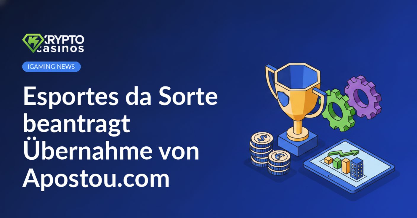 Logo von Esportes da Sorte neben dem Logo von Apostou.com auf blauem Hintergrund mit weißen Akzenten