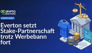 Fußballtrikot auf Ständer, mit Kette an Vertrag und Münzstapel, Gebäude mit Waage im Hintergrund.