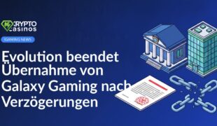 Vertrag mit rotem Stempel, Regierungsgebäude mit Schild, zerbrochene Kette zwischen Büros auf weißem Hintergrund