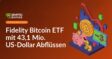 Farbige Balkendiagramme mit fallenden roten Pfeilen und Bitcoin-Logo auf dunklem Hintergrund.