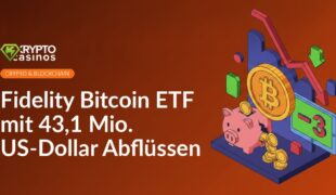 Farbige Balkendiagramme mit fallenden roten Pfeilen und Bitcoin-Logo auf dunklem Hintergrund.