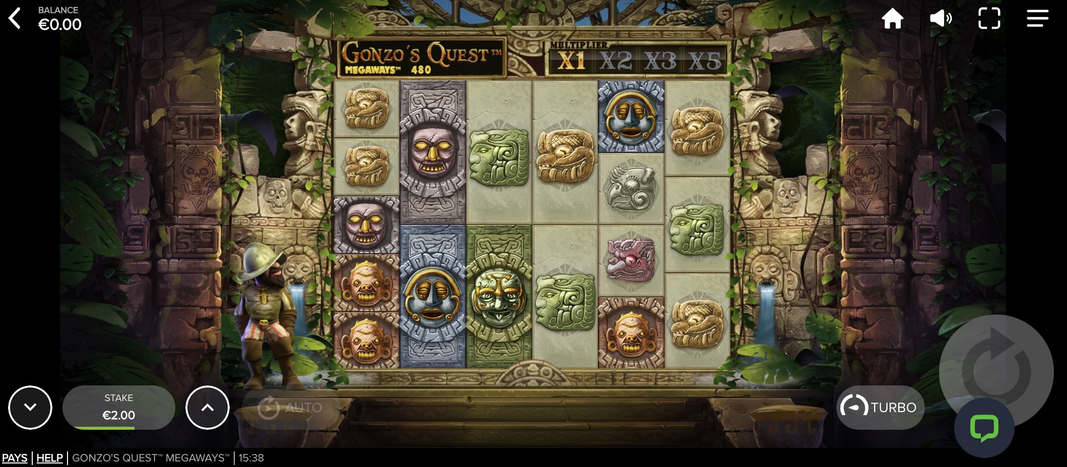 gonzo’s quest megaways slot with ancient temple reels, carved stone symbols and an explorer character