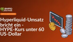 Trading-Bildschirm mit rotem sinkendem Kurschart, zerbrochener Münze und fallendem Münzstapel mit Abwärtspfeil.