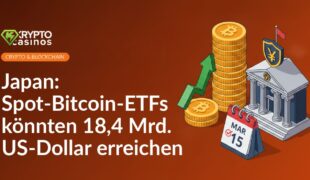 Goldmünzenstapel mit aufsteigendem Pfeildiagramm, Regierungsgebäude mit Schildemblem, Schreibtischkalender mit markiertem Datum