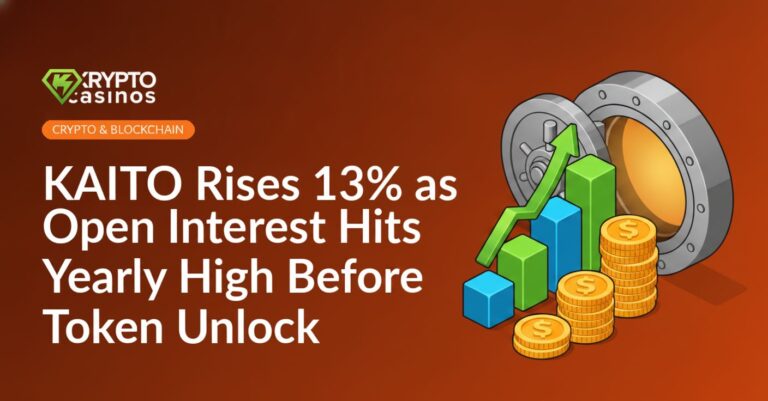 Rising bar chart with upward arrow next to stacked gold coins and an open vault door against a dark background.