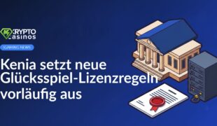 Gerichtsgebäude, offizielles Dokument mit rotem Stempel und ausgeschalteter Serverrack nebeneinander dargestellt.