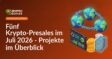 Vernetzte Globen mit leuchtenden Ketten, Analyse-Dashboard, gestapelte Münzen mit Schutzschild im Vordergrund.
