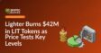 Stack of gold coins with small flame icon, shrinking red pie chart slice, and open vault containing few coins.