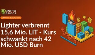 Feuerzeug vor brennendem Flammenmeer auf schwarzem Hintergrund, daneben Kursdiagramm mit schwankender Kurve in Blau und Rot.