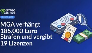 Gestapelte Dokumente mit Stempeln, Zertifikat mit Goldsiegel, Schild und Lupe über Banknoten.