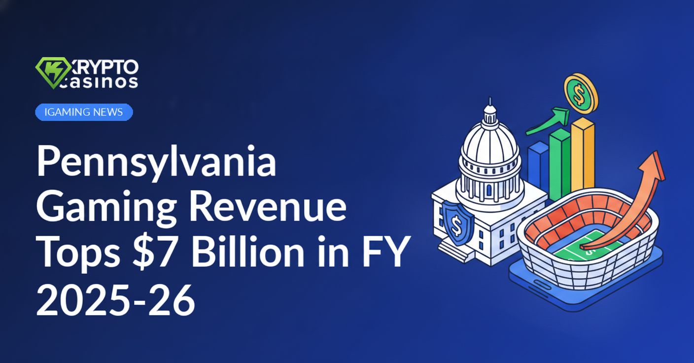 Capitol building with shield, rising dollar bar chart, smartphone displaying stadium and upward arrow on blue background